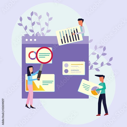 Web development, web analytics, web design concepts. Vector illustrations for web design, social networking, blogs, advertising posters.