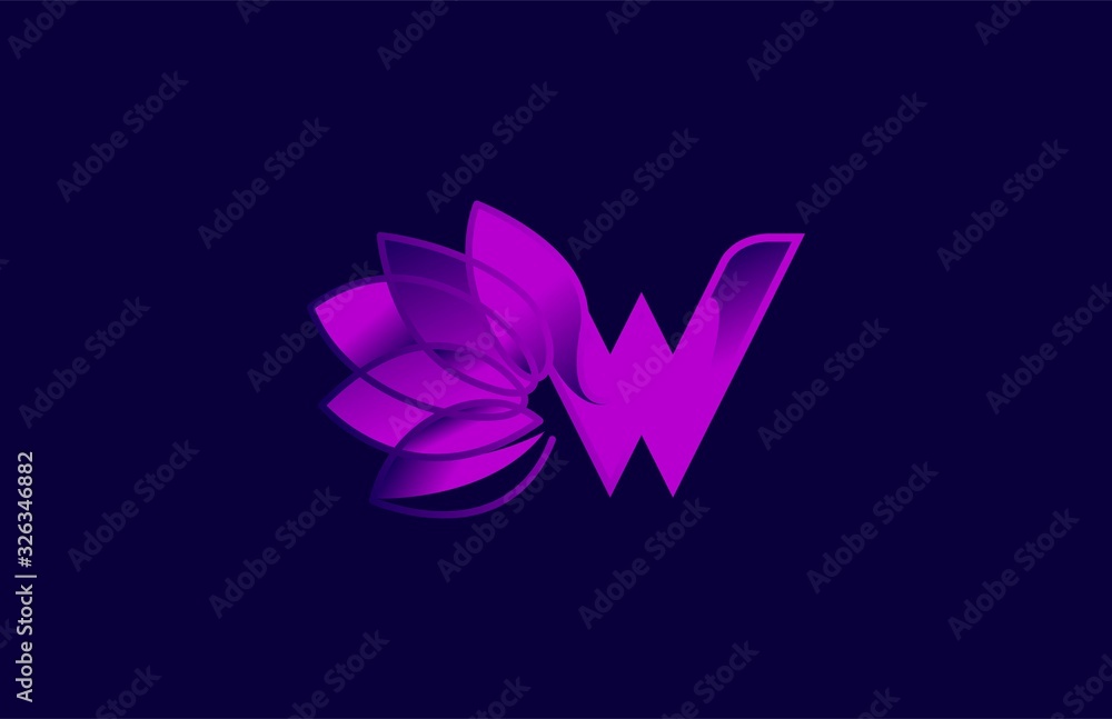Initial Letter W Linked Creative Linear Lotus Logo Gradient