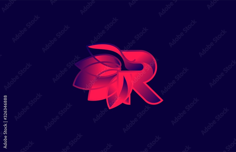 Obraz premium Initial Letter R Linked Creative Linear Lotus Logo Gradient