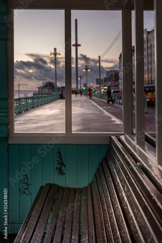view of Brighton's i360 from a shelter © SearchingForSatori