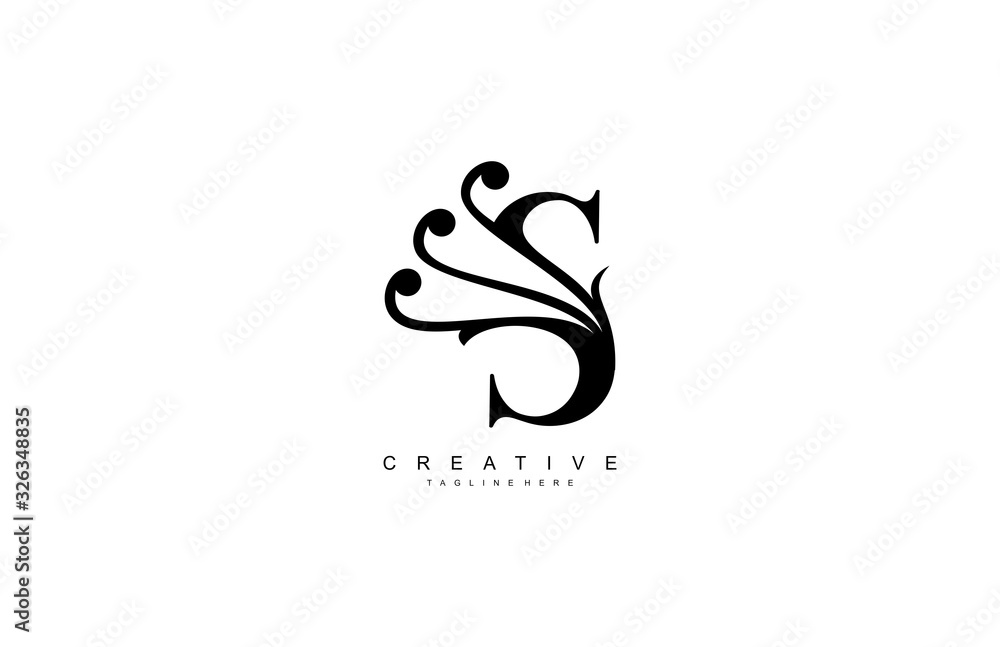 Obraz premium S Linked Abstract Flourish Monogram Shape Vector Logo Template