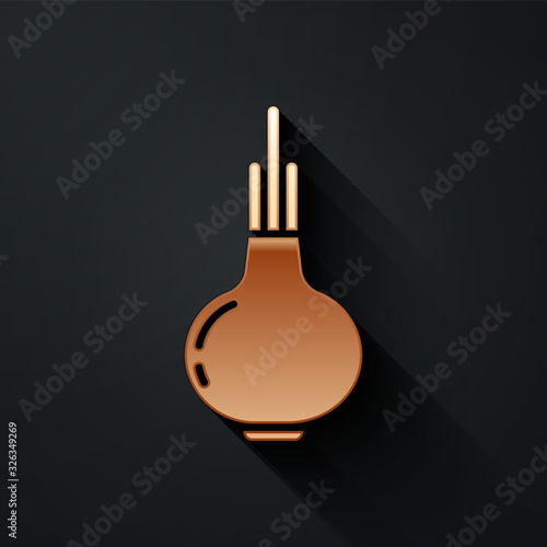 Gold Onion icon isolated on black background. Long shadow style. Vector Illustration