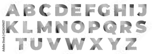 minimalist font with dynamic line art, alphabet vector typeset