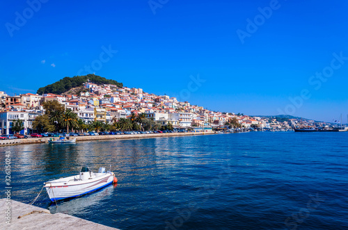 The picturesque fish village of Plomari, known as the place that the famous ouzo the is produced. Lesvos Greece