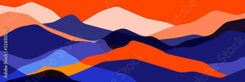 Trend color mountains, translucent waves, abstract glass shapes, modern background, vector design Illustration for you project