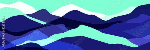 Trend color mountains, translucent waves, abstract glass shapes, modern background, vector design Illustration for you project