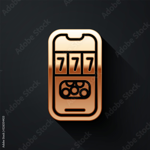 Gold Casino poker tournament invitation icon isolated on black background. Casino card. Long shadow style. Vector Illustration