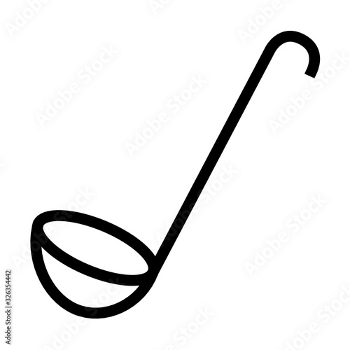 Black ladle line art icon