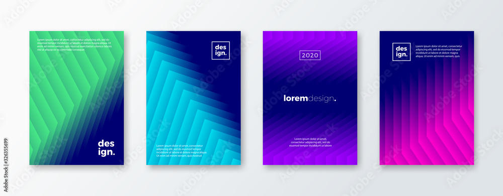 Set of cover design with abstract layered gradient shapes. Vector illustration template. Universal abstract design for covers, flyers, banners, greeting card, booklet and brochure.