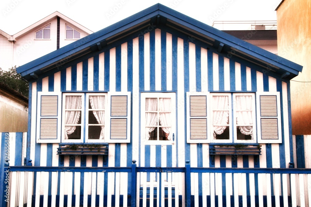 Striped and colorful facades in Costa Nova