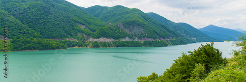 Georgia, Tbilisi. Large reservoir. Lake in the pea. Selective focus. photo