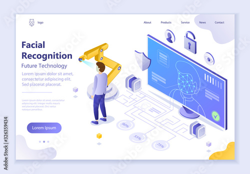 Future technology - Facial Recognition, 3d isometric vector illustration