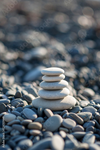 pyramid of stones.balanced zen stones.