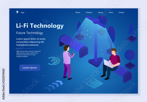 Future technology - Li-Fi Technology, 3d isometric vector illustration