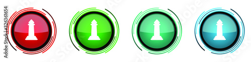 Chess round glossy vector icons, set of buttons for webdesign, internet and mobile phone applications in four colors options isolated on white background