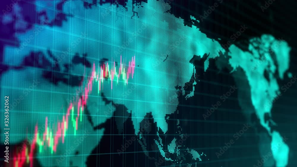 世界経済・株価上昇のモーショングラフィック 世界経済・株価上昇のモーショングラフィック