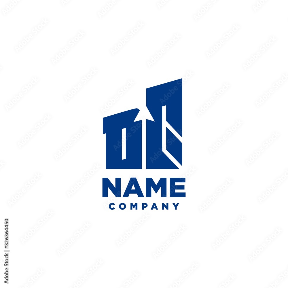 DQ monogram logo with a negative space style arrow up design template DQ monogram logo with a negative space style arrow up design template