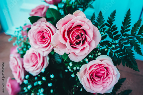 Beautiful bouquet of pink roses