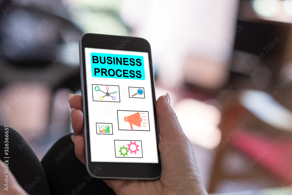 Business process concept on a smartphone