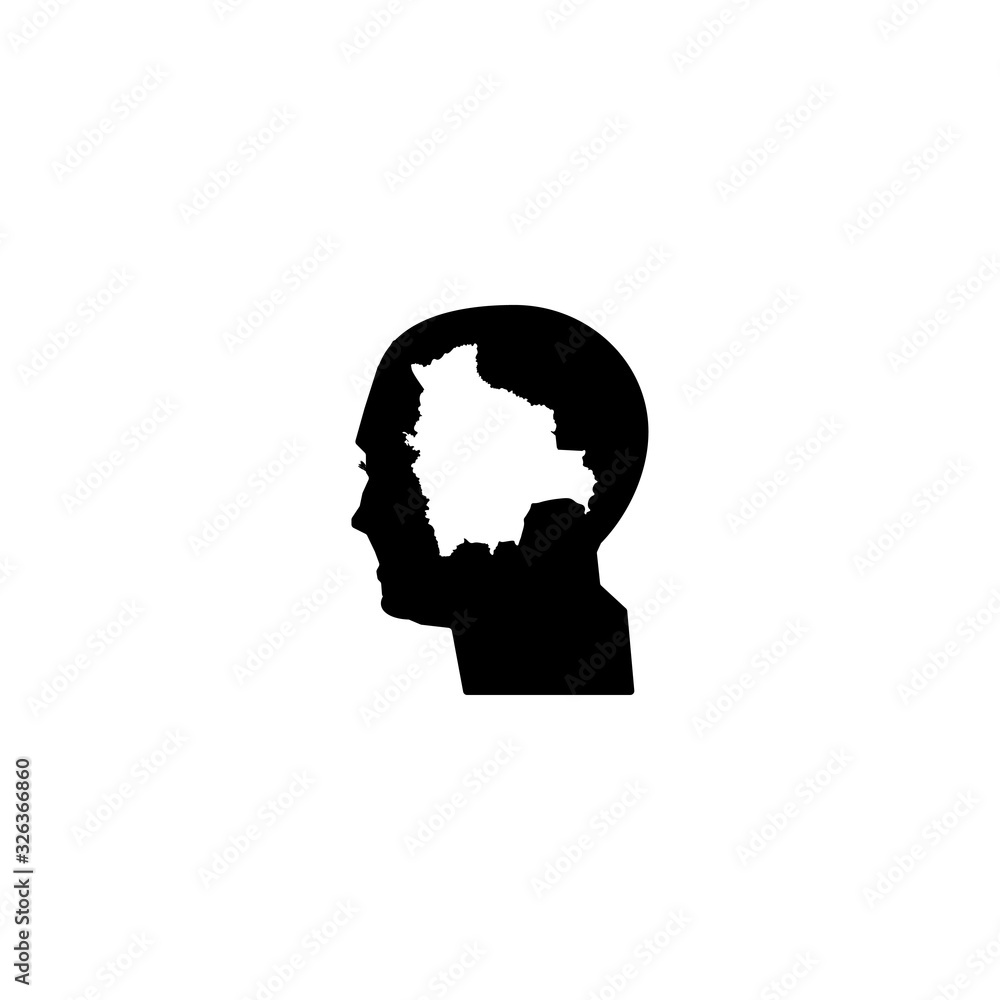 Man profile and map of Bolivia sign. eps ten Man profile and map of Bolivia sign. eps ten