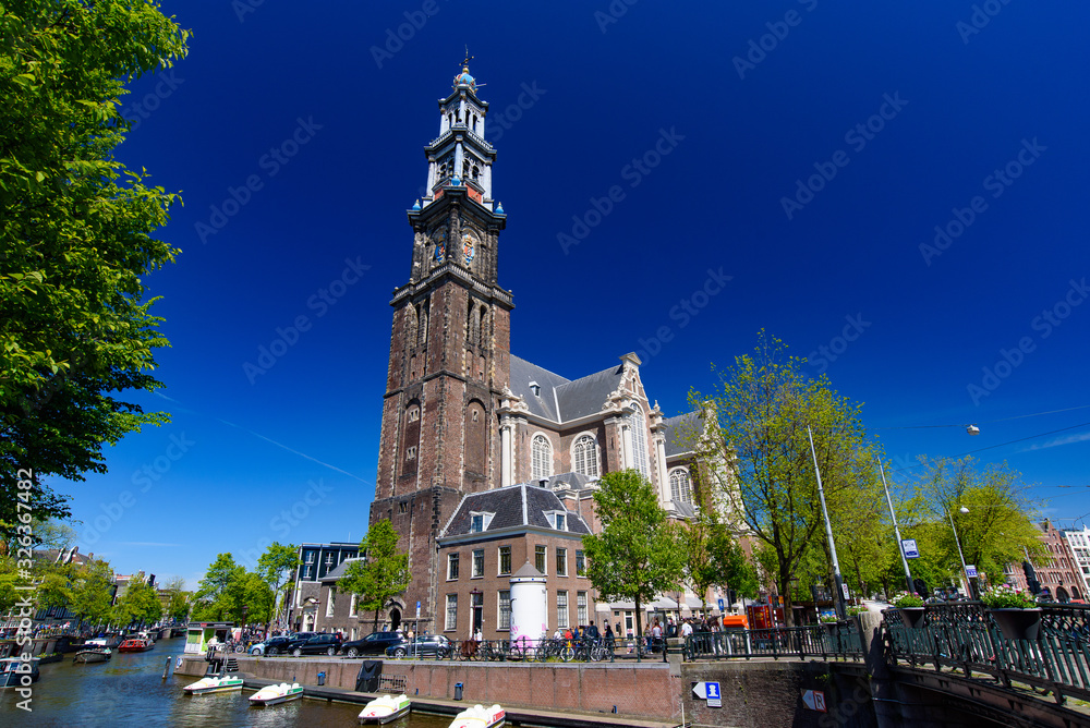 Naklejka premium Westerkerk, a church in central Amsterdam, Netherlands