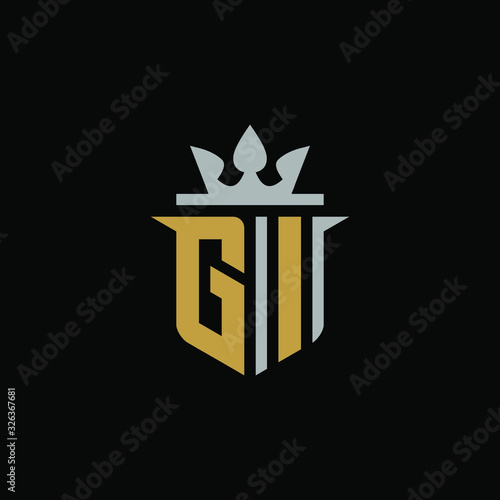Initial Letter GI with Shield King Logo Design