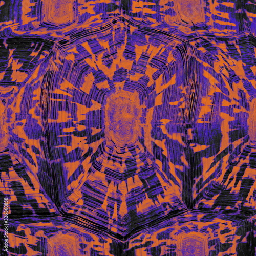 Schildkröten Panzer Pattern blau orange quadrat