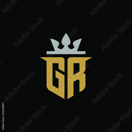 Initial Letter GR with Shield King Logo Design