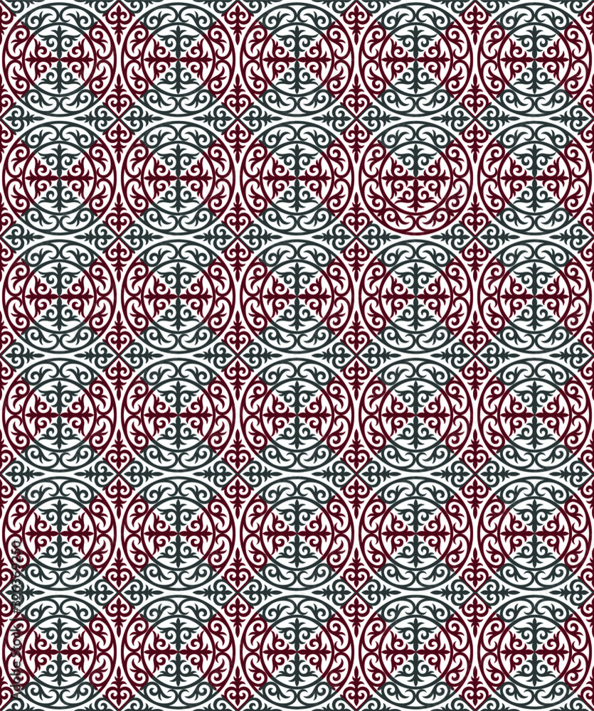 Seamless patterns from circles. Background, texture, design of life of nomads. Ancient Turkic ornaments. Design asians. Customs and traditions of Kazakhstan. Decorative art of nomads.