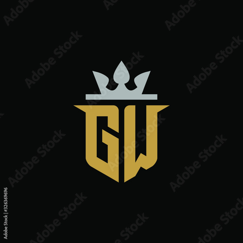 Initial Letter GW with Shield King Logo Design