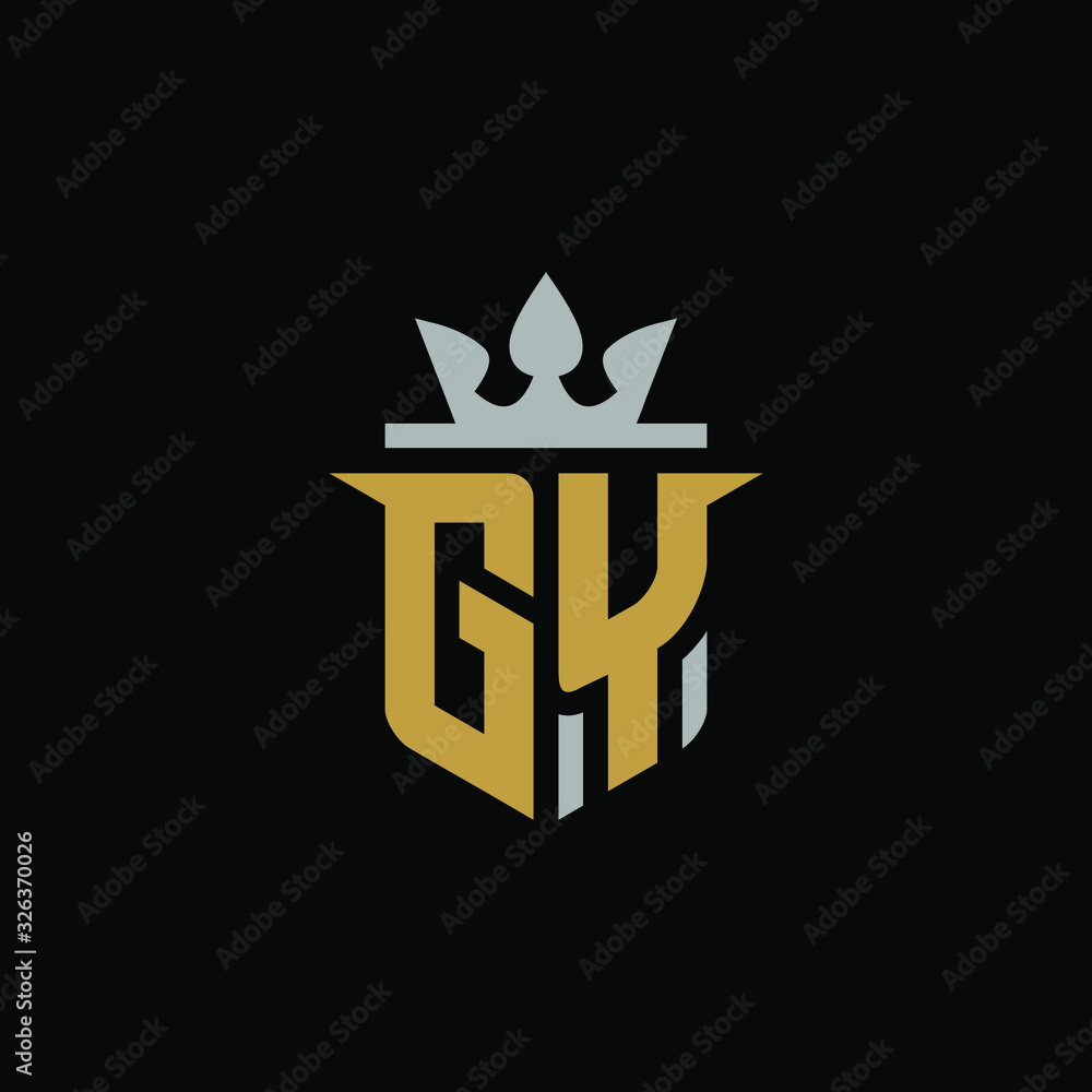 Initial Letter GY with Shield King Logo Design Initial Letter GY with Shield King Logo Design