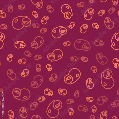 Brown line Bio fuel icon isolated seamless pattern on red background. Eco bio. Green environment and recycle. Vector Illustration