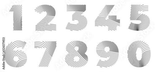 line art number set vector