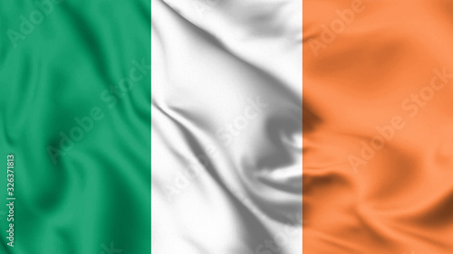 Ireland flag. Waving flag of Ireland. 3d Illustration.