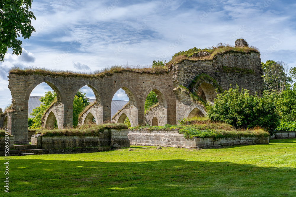 The medieval cloister ruin of Alvastra in Sweden