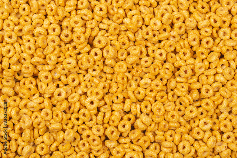 Corn-flakes background and texture. Top view.