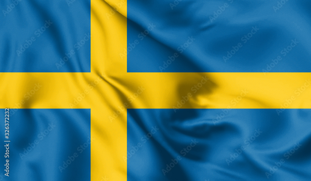 Sweden flag blowing in the wind. Background texture. 3d Illustration. Sweden flag blowing in the wind. Background texture. 3d Illustration.