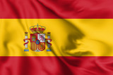 Spain flag blowing in the wind. Background texture. 3d Illustration.