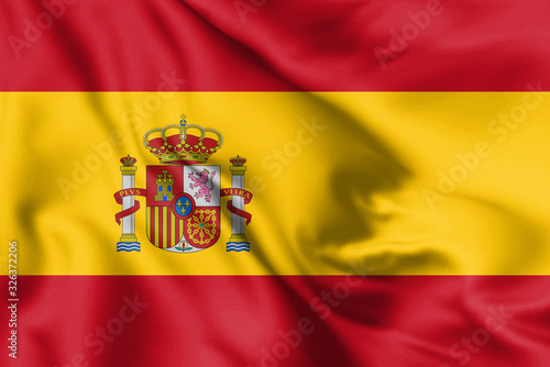 Photography Spain flag blowing in the wind