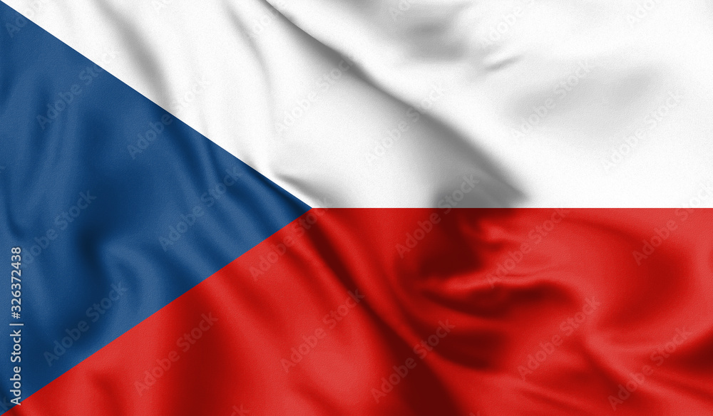 Czech Republic flag blowing in the wind. Background texture. 3d Illustration. Czech Republic flag blowing in the wind. Background texture. 3d Illustration.