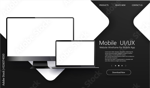Laptop and PC isolated vector. Awesome responsive web design development coding concept. Gadget illustration vector. Modern computer, laptop.