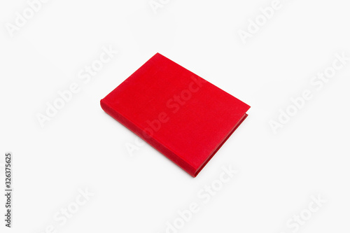 Blank red Hardcover Book Mock-Up isolated on white background.High resolution photo.