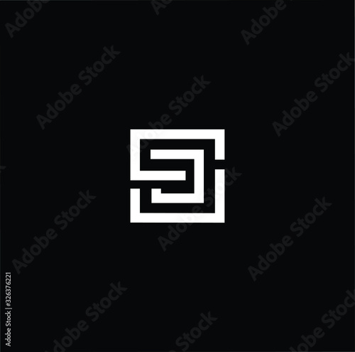Minimal elegant monogram art logo. Outstanding professional trendy awesome artistic SJ JS initial based Alphabet icon logo. Premium Business logo White color on black background