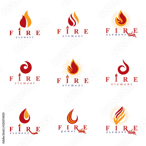 Set of vector fire logos, h...