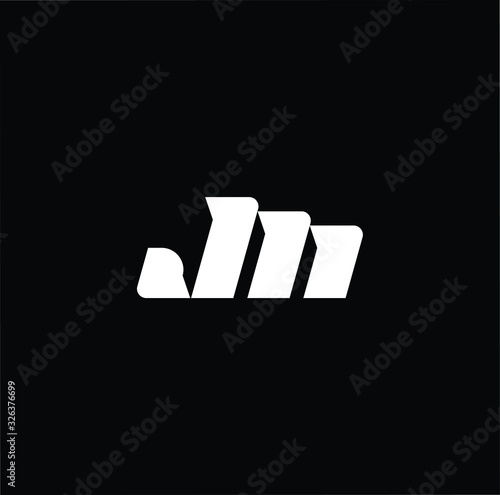 Minimal elegant monogram art logo. Outstanding professional trendy awesome artistic JM MJ initial based Alphabet icon logo. Premium Business logo White color on black background