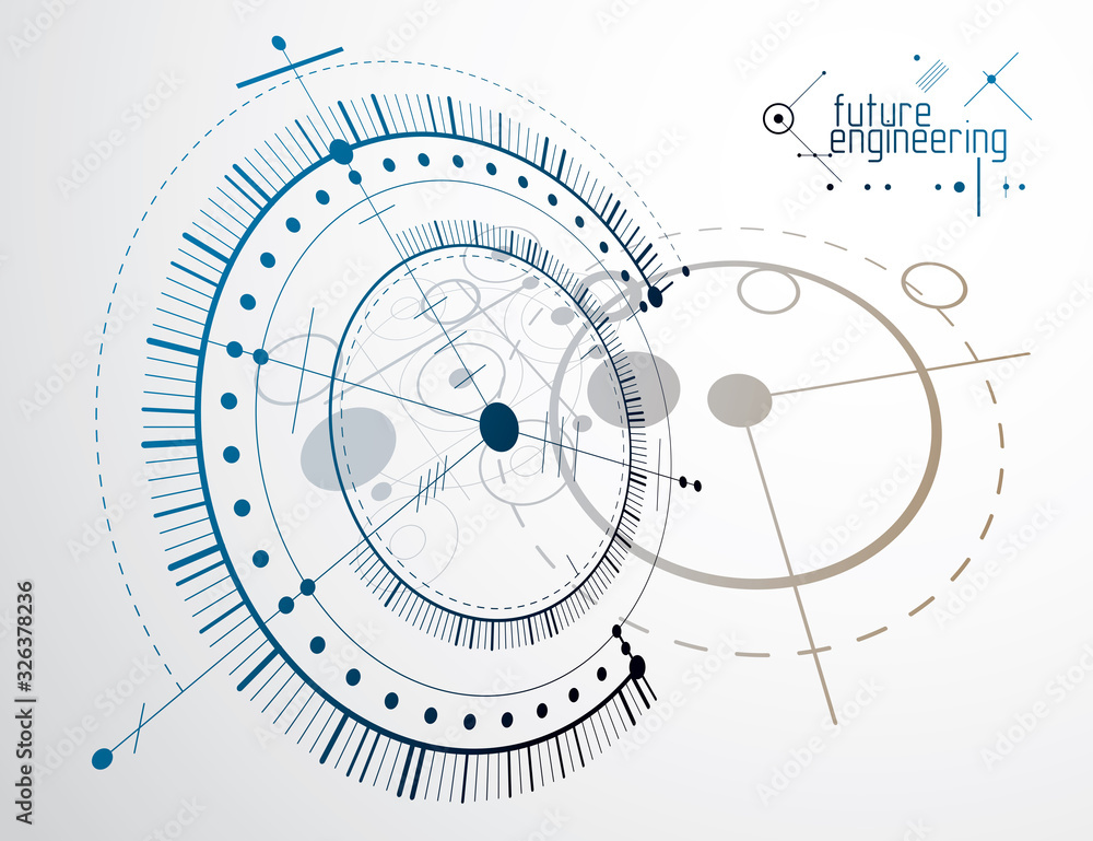 Vector industrial and engineering background, future technical plan. Abstract blueprint of mechanism, mechanical scheme. Vector industrial and engineering background, future technical plan. Abstract blueprint of mechanism, mechanical scheme.