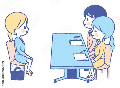 面接　ビジネスシーン　就職活動　イラスト