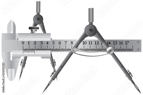 A compass is a device for measuring and plotting a circle, and a vernier caliper is a universal measuring device that serves for high-precision measurements
