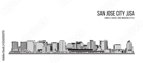 Cityscape Building Abstract Simple shape and modern style art Vector design - San jose city photo