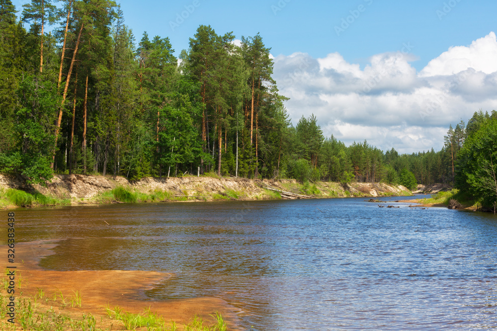 River Kerzhenets in sunny summer day, Nizhny Novgorod Region, Russia